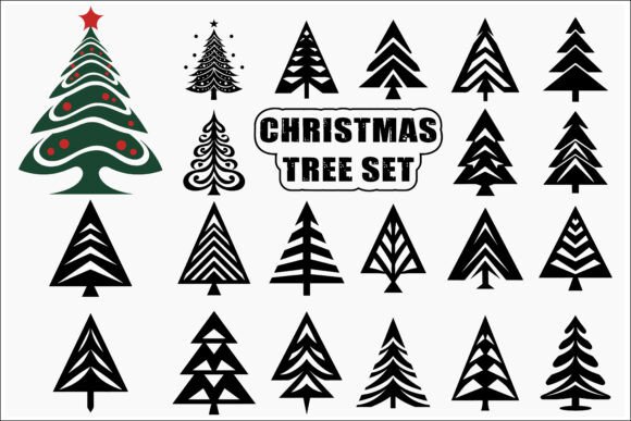 Download Modern Christmas Tree Clipart Set - Modern Collection