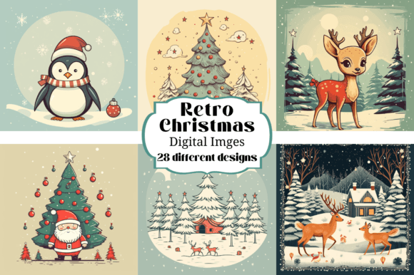 Download 28 Retro Christmas Greeting Card Images - Greeting card Collection