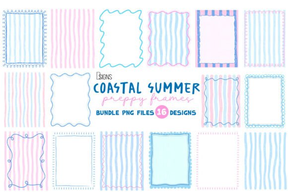 Download Summer Preppy Hand Drawn Frames Bundle - Premium Resources